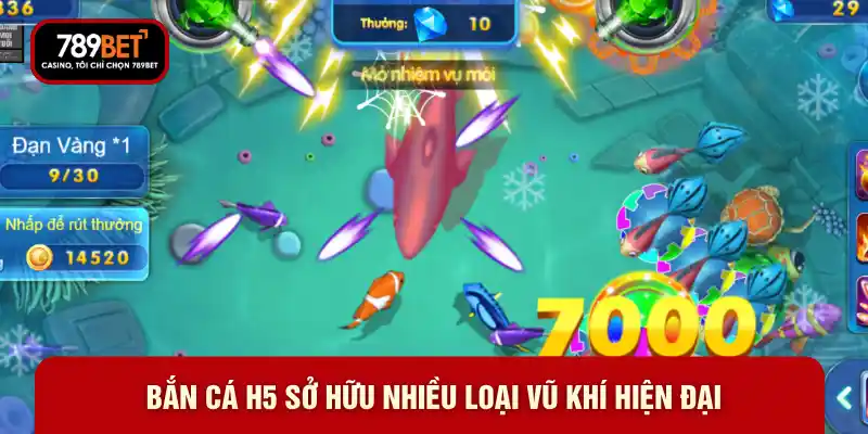 Bắn cá H5 sở hữu nhiều loại vũ khí hiện đại