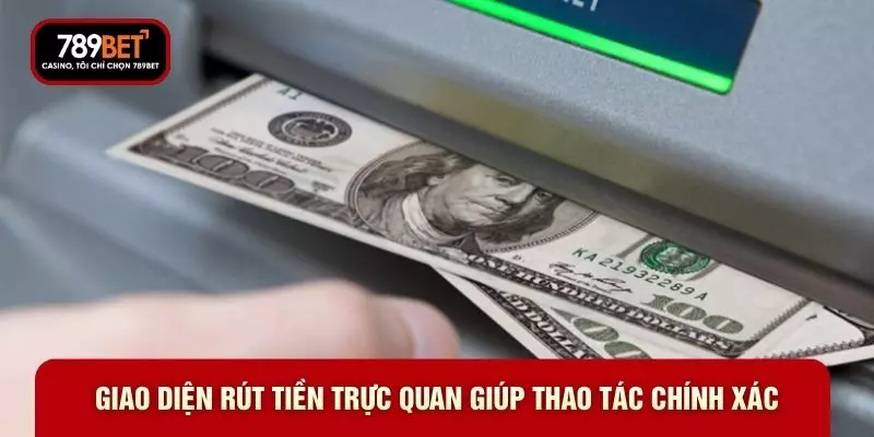 Giao diện rút tiền trực quan giúp thao tác chính xác